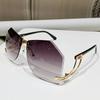 New Irregular Rimless Sunglasses Women Brand Designer Alloy Frame Oversize Gradient Sun Glasses Fashion Female Clear Shades