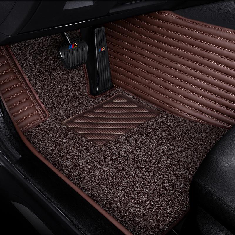 Custom Eco-Friendly Double-Layer Silk Ring Car Floor Mats for 5-Seater Models, Odorless and Full Coverage.