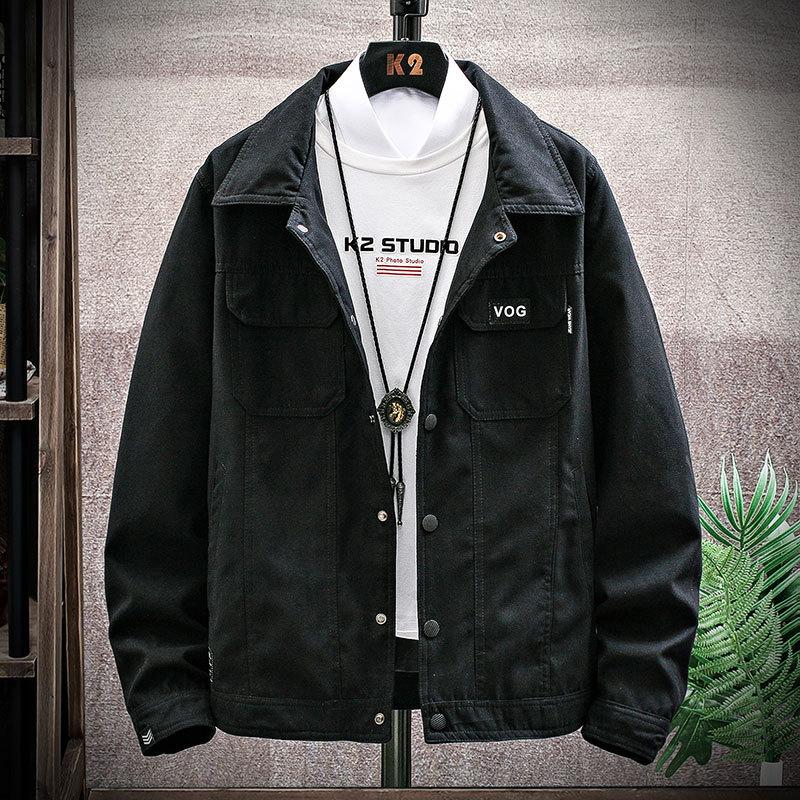 

Весна и осень, новая мужская облегающая джинсовая куртка для мальчиков, повседневная корейская джинсовая куртка 4XL чёрный