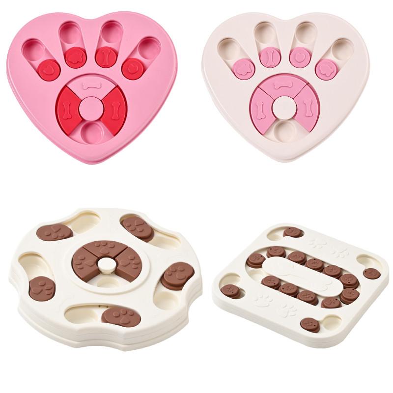 Toy Puzzle Dog Heart Shaped Square Slow Eating Bite Basin Pet Fun Interactive