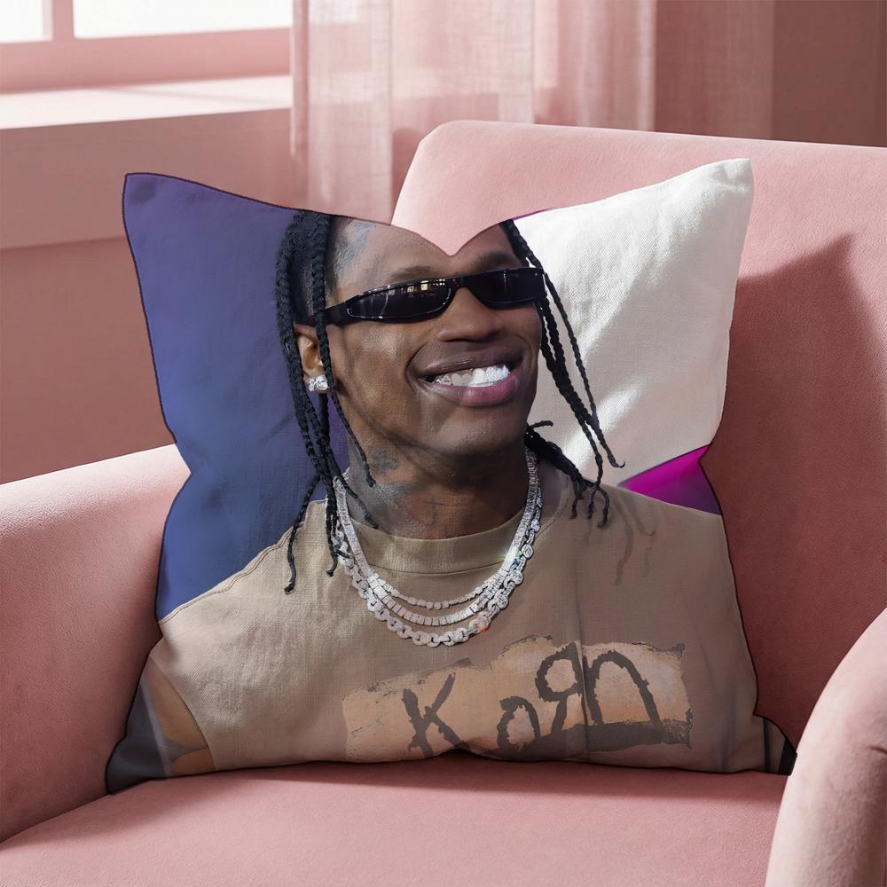 Travis Scott Cushion Cover Multi-Scene Pillow Cover for Home & Car - Reversible, Soft & Durable for Daily Use