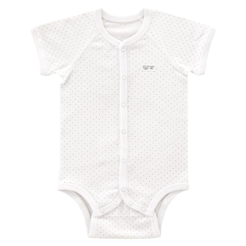 mini size polka made in Japan [Baby Castle] Front-opening all-in-one, 70, dot, navy,