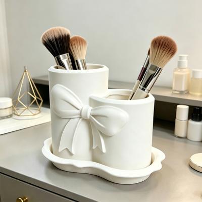 Portabolígrafos de Lazo Impreso en 3D Lindo Portalápices con Forma de Lazo Organizador de Pinceles de Maquillaje de Escritorio para Decoración de Escritorio Escolar, Hogareño y de Oficina