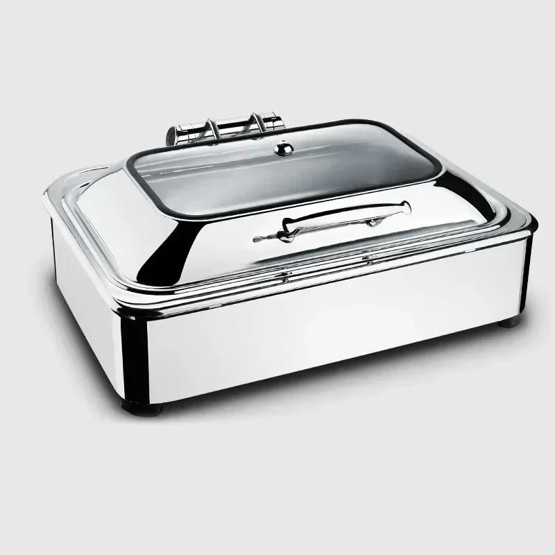 Electric heating insulation furnace Hotel breakfast stove Square Buffet Furnace tableware Stainless steel hydraulic buffet stove