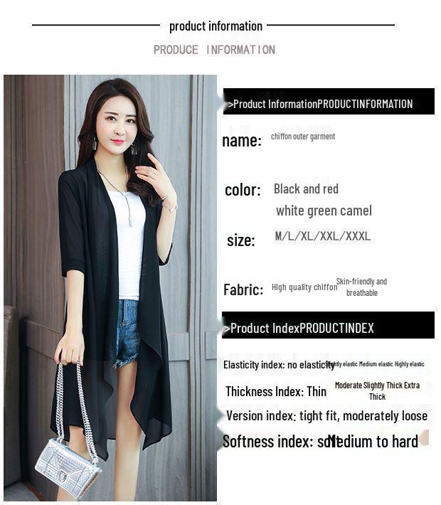 Women's 2024 Chiffon Shawl Cardigan - Spring/Summer Mid-Length Outerwear