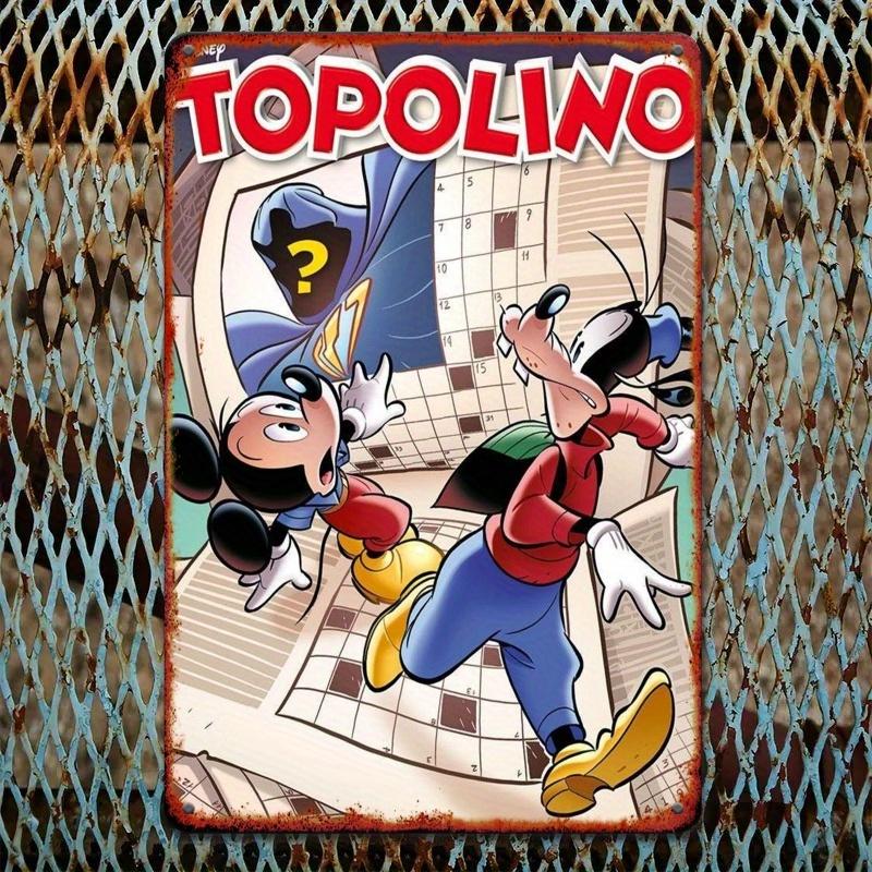 1pc 20.32x30.48cm, Iron Hanging Wall, Suitable for Room Home Decoration, Disney Classic "Mickey Mouse and Goofy" Cartoon, Youngs