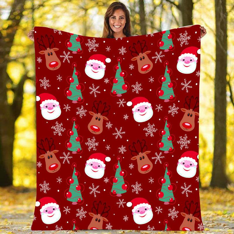 Santa Claus gives out gifts digital-printed polyester Bedroom velvet flannel cover blanket Fleece soft cover blankets for beds