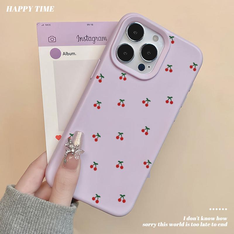 For iPhone 17 16 15 14 13 12 11 Pro Max Case Cute Cartoon Cherry Graphic Silicone Phone Cover For iPhone 15 16 Plus Soft Fundas