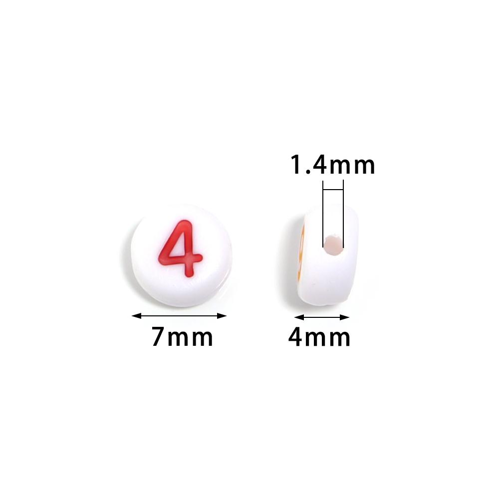 100pcs/Lot Color Acrylic Number Beads Round Flat Spacer Charm Bead for Jewelry Making DIY Bracelet Necklace Accessories