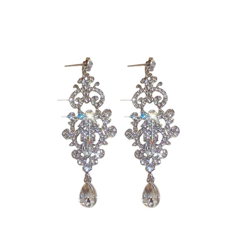 Exquisite Silver Needle Diamond Embedded Waterdrop Earrings Women's Fashionable Elegant Luxury Sensation Ear Jewelry