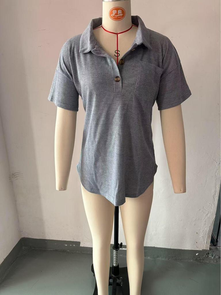 2025 Spring/Summer Women's Waffle Knit Shirt Top - European & American Bestseller