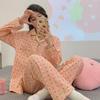 Imitation cotton ins style bow pajamas women's spring new fashion lazy long-sleeved loungewear two-piece set