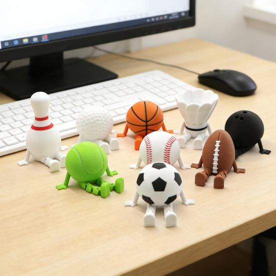 Sports Ball Figure Desk Decor with Articulating Legs 3D Printed Sitting