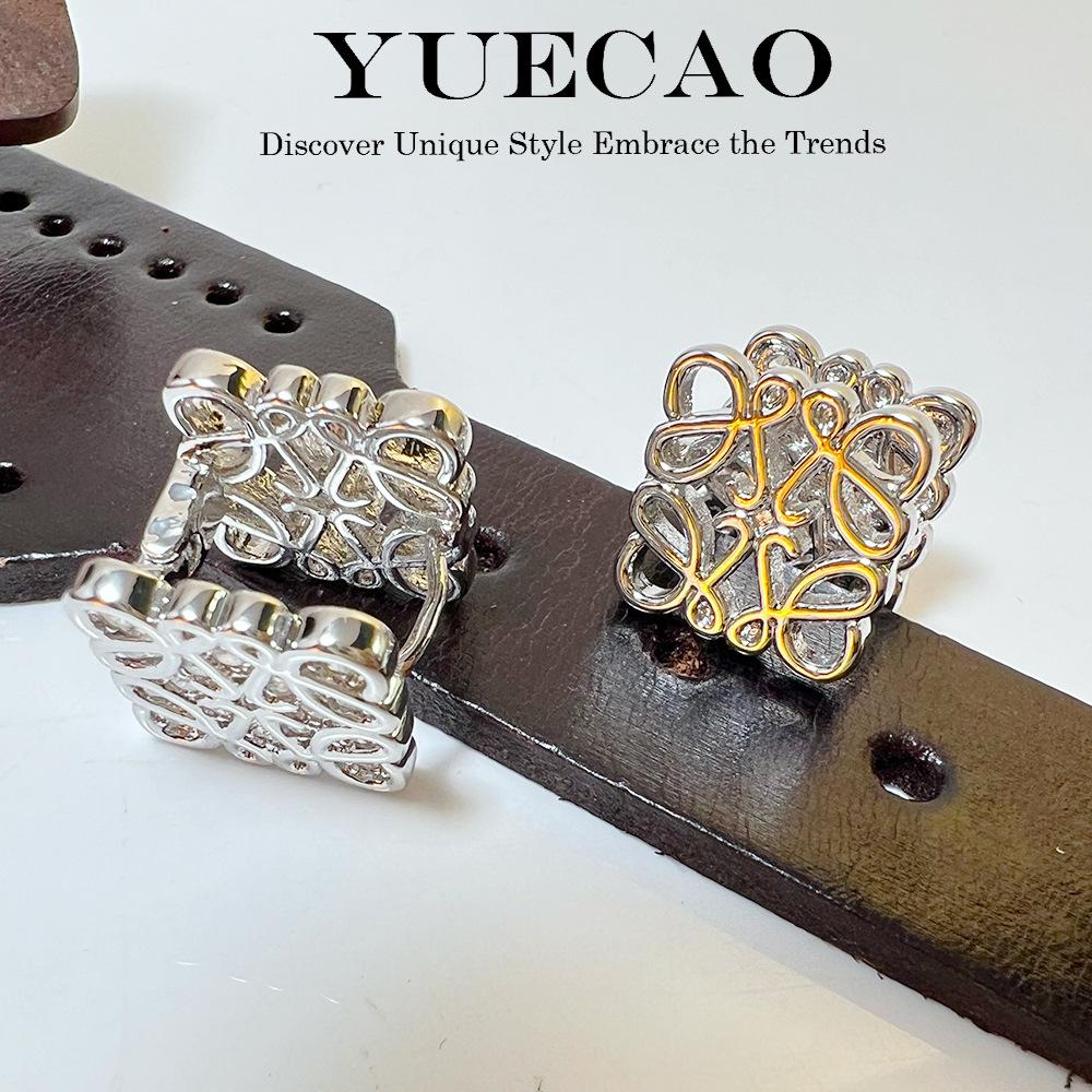 24K Luojia Classic Hollow Ear Buckle Micro-Diamond Earrings - Exquisite Niche Design, High-End Sweet and Cool Style.