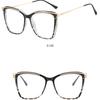 Women's metal large frame hollow TR90 glasses frame Fashionable personality plain makeup anti-blue light glasses