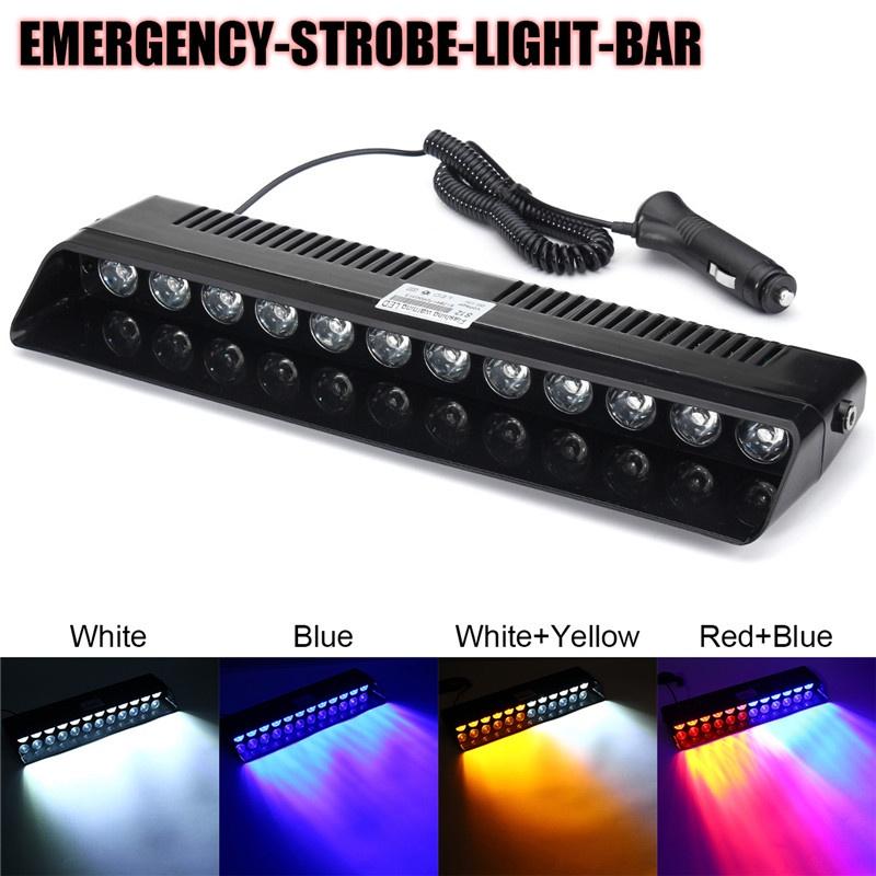 DC 12V 12LED Car Strobe Flash Light Windshield Car Front Gear Sucker Dash Emergency Warning Fog Lamp Red Blue White  Yellow