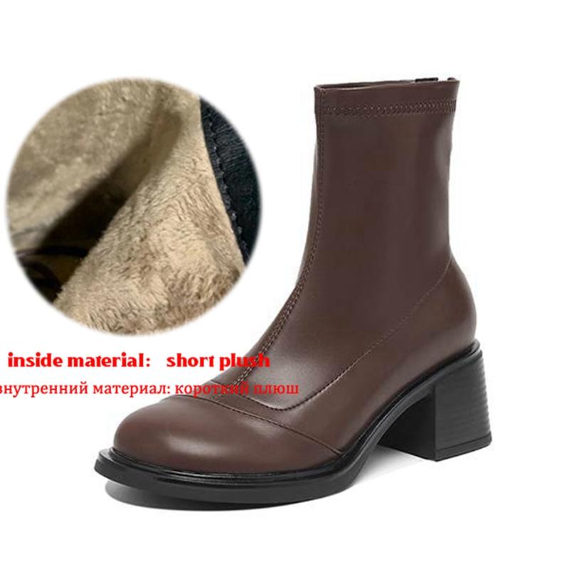 Krazing Pot Microfiber Winter Round Toe Modern Platform Size 33 Boots Size 43 Office Lady Women Fashion Ankle Boots