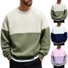 Men's And Women's Casual Color-blocking Faux Two-piece Round-neck Hoodies, Men's Trendy Color-blocking Long-sleeved Tops