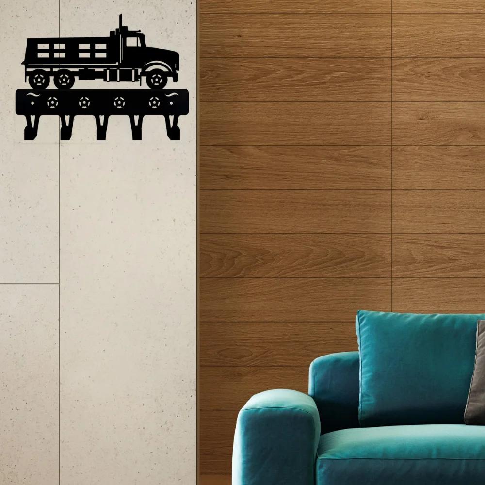 1pc Dump Truck Key Rack Hanger Wall Mounted Hook Up Pretty Artwork Shape Wall-Mounted Hooks Metal Wall Art for Home Decor