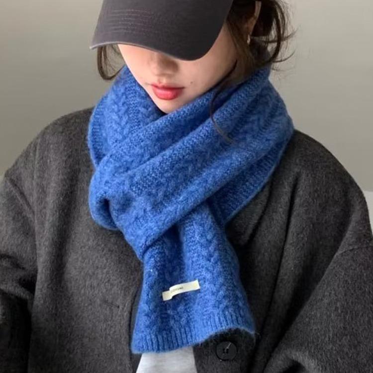 Retro Twist Long Label Knitted Wool Scarf for Women Autumn and Winter Korean Style Versatile Warm and Thickened Student Scarf Couple Style