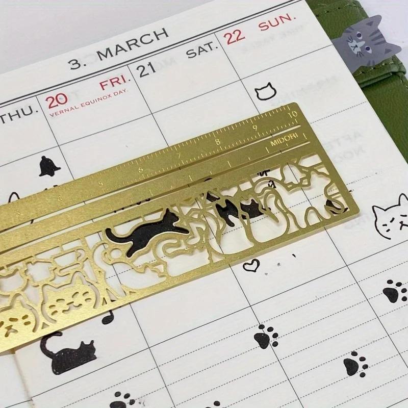 Cute Cat Template Ruler Aesthetic Journaling Special Straightedge Multi-Function Stencil Tool Perfect Gift for Stationery