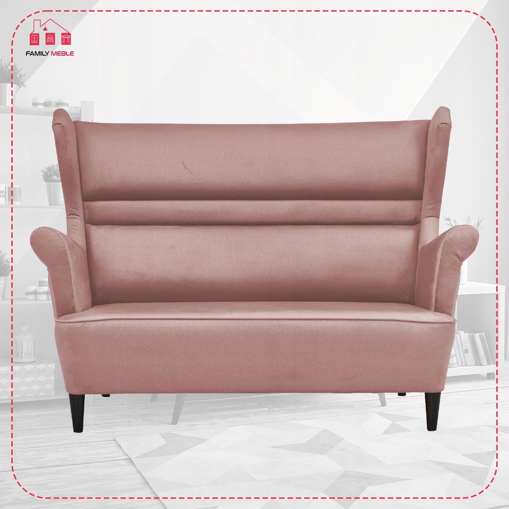 Sofa kanapa uszak Zoja skandynawska nie rozkładana Family Meble liliowa róż