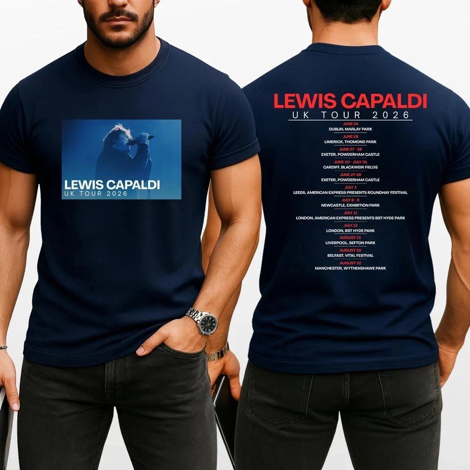 Lewis Capaldi UK Tour 2026 T-Shirt – Concert Party Music Lover Unisex Tee Top M