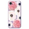 For iPhone 16e Case White and Pink Flower Pattern Printing Straight Edge TPU Phone Back Cover