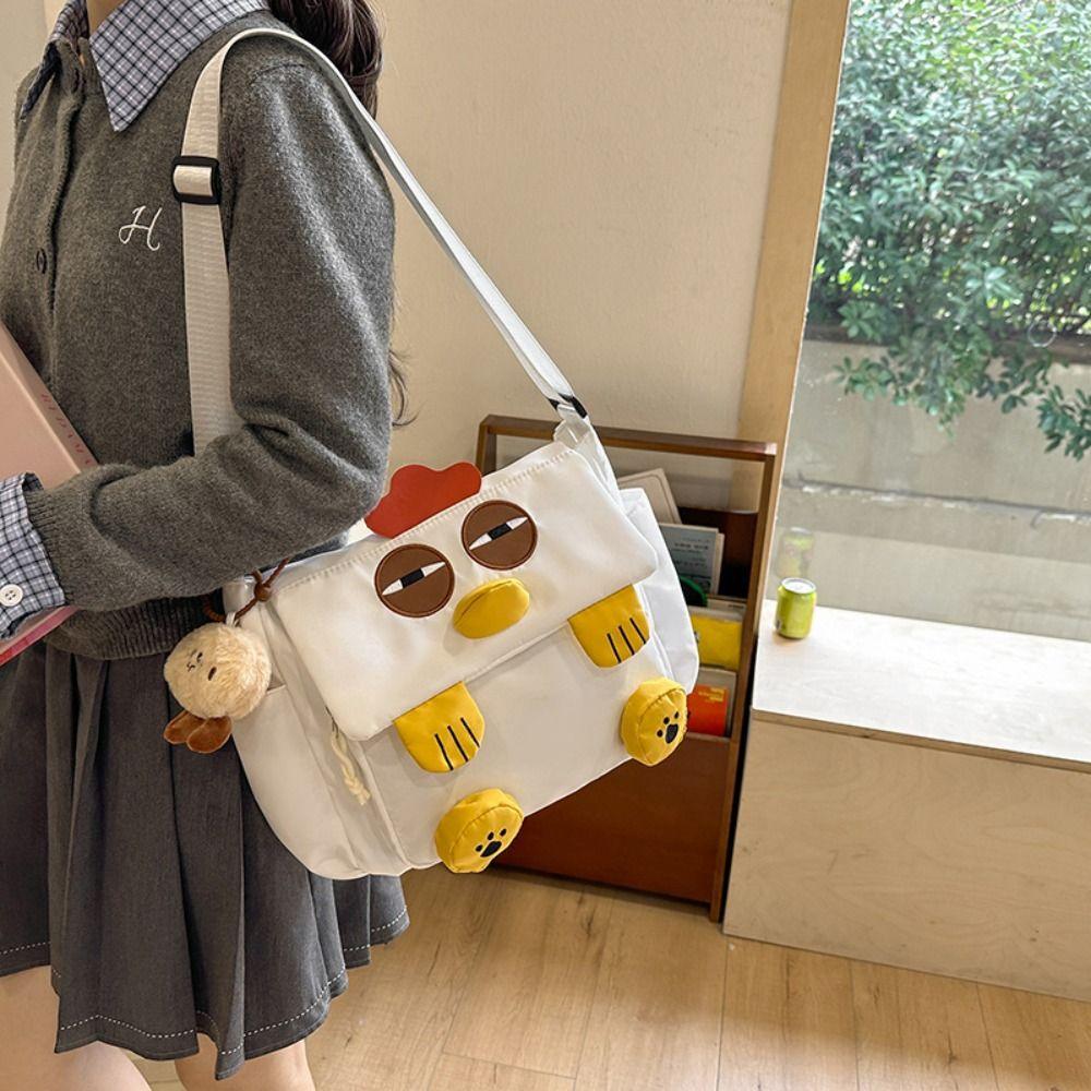 Cartoon Hen Shape School Bag Cute Students Book Bag Fashion Chicken Nylon Shoulder Bag  Travel