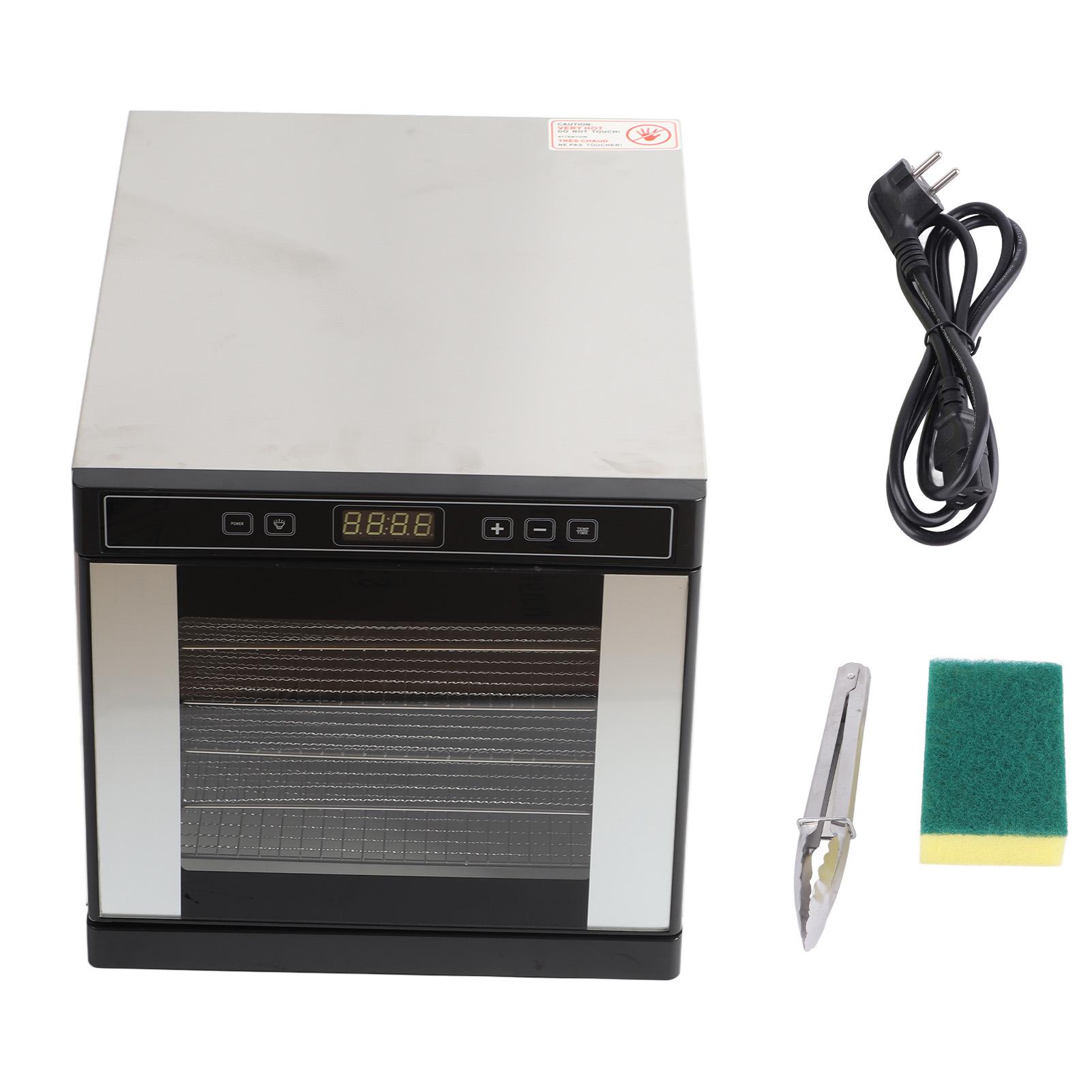 Deshidratador de Alimentos Secador Caliente 6 Bandejas Máquina Secadora con Control de Temperatura para Cecina Fruta Carne Mascota black