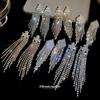 Silver Needle Rhinestone Geometric Rhombus Tassel Earrings - Luxurious & Stylish Ear Jewelry for Women