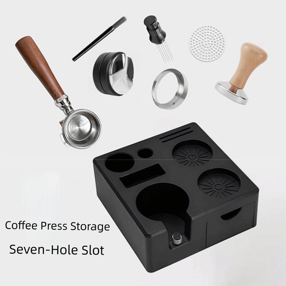 Non-slip Bottom Coffee Tamping Station with Storage Drawer Coffee Tamper  Stand  Home Brewing