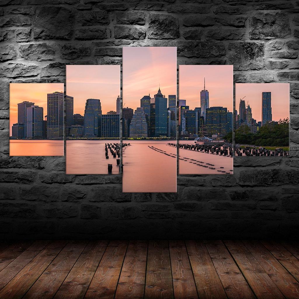 Toronto City Skyline Trillium Park 5 Piece Five Panel Wall Canvas Print Modern Art Poster Picture Home Decor Gift For Him For Her