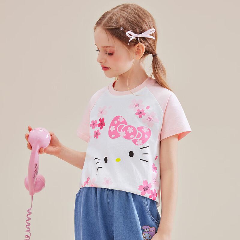 Hello Kitty Girls' Cartoon Print Short Sleeve T-Shirt