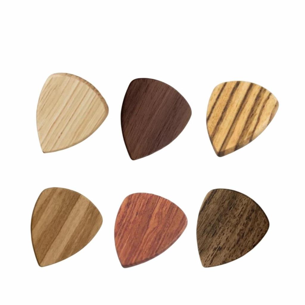 Wood Guitar Picks Wooden Guitar Mediators for Acoustic Guitar Electric Bass Plectrum 6Pcs 2mm