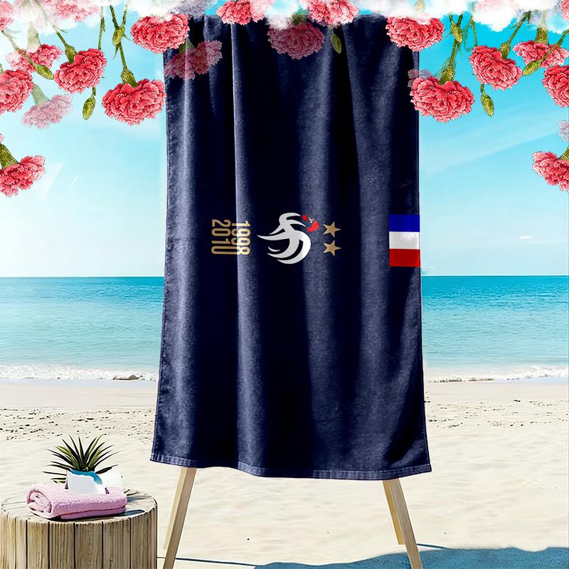 French Football Federation Print Beach Towel, Large Soft Quick Dry Towel for Beach Camping Swimming