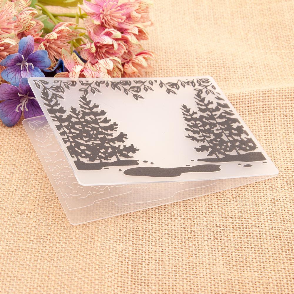 Flower Tree Folder Plastic Template Embossing Dies Stencil DIY Rectangle Frame Letter Net Grid