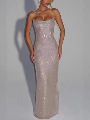 Europäisch-Amerikanisches Damen-Soirée-Stil Enganliegendes Ärmelloses Pailletten-Abendkleid 8226