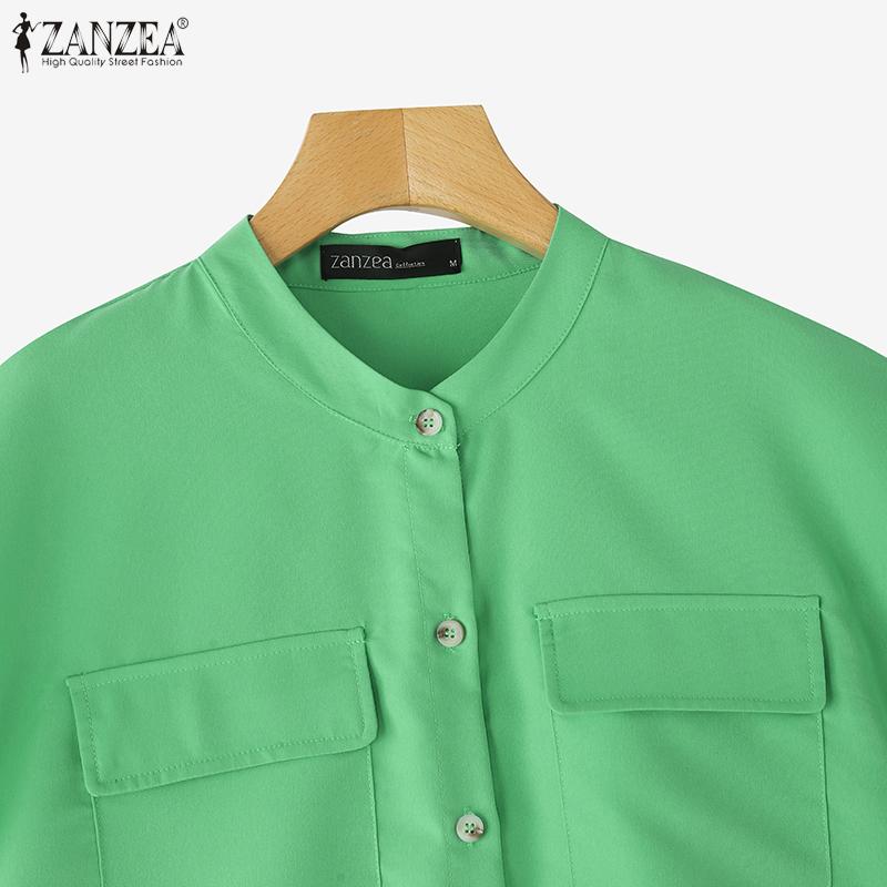 ZANZEA Chemisier d'été ample à manches courtes et col rond pour femme