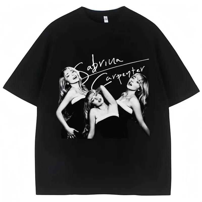Vintage Sabrina Carpenter Tshirt Short N Sweet Tour Unisex Hip Hop Cotton T Shirt Men Women Y2k T Shirts Fans Gift