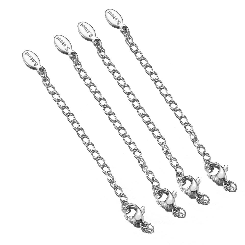 5pcs Stainless Steel Extension Tail Chain Lobster Clasps Connector Extended Chain Bracelet Necklace Jewelry Making DIY Component