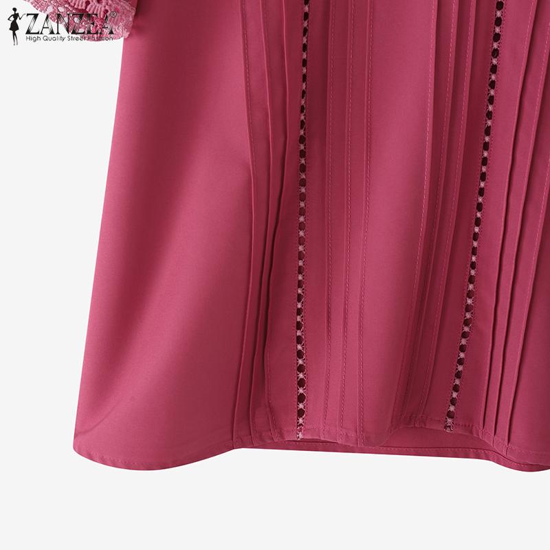 ZANZEA Women Casual Round Neck Summer Short Sleeve Blouse