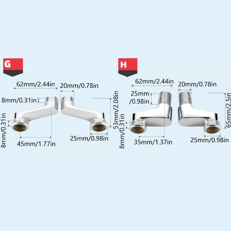 652F Easy installs Brass Shower Adapters Threaded Design Bathroom Faucet Connection Bathroom Fixture Reducers Adapters for Home