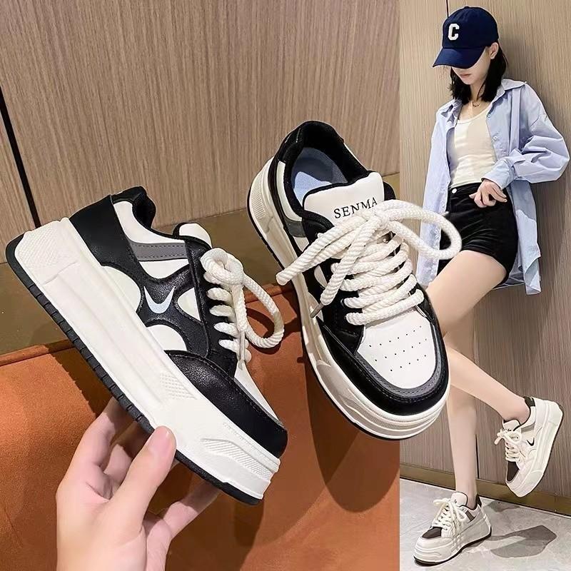 Popular platform white shoes women's autumn and winter 2024 new fashion versatile casual sports running shoes trendy board shoes E1