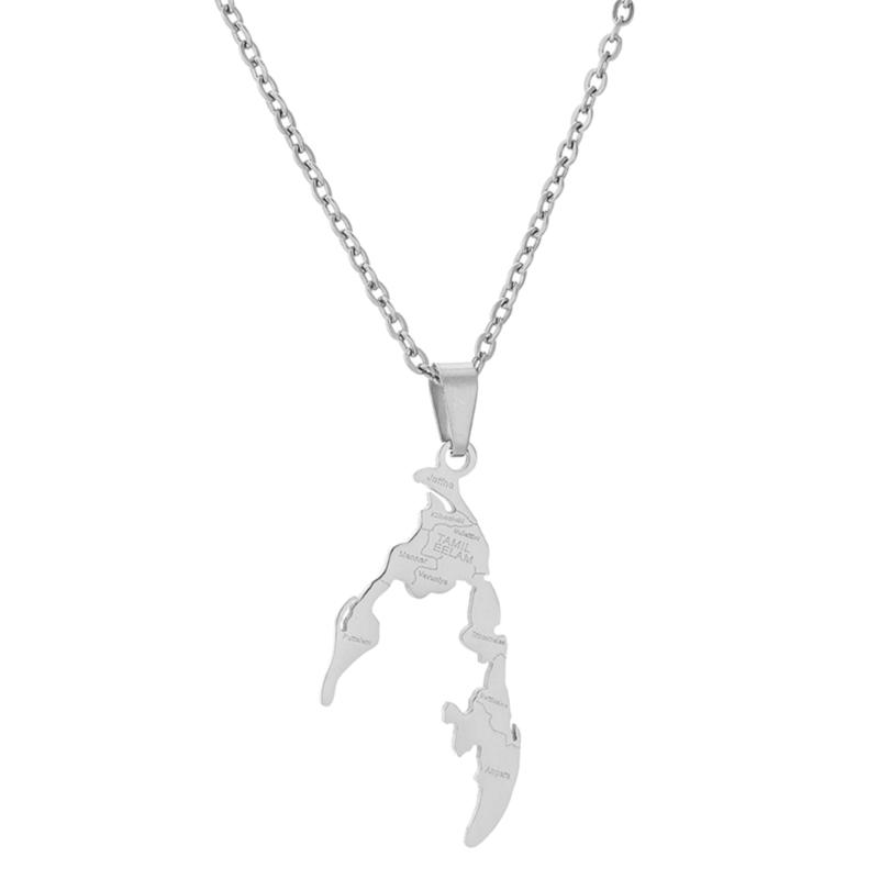 

Patriotic Necklace Fashionable Tamil Eelam Pendant Neck Chain Trendy Stainless Steel Collarbone Chain Ethnic Style срібний