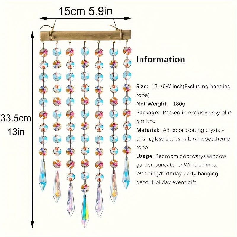 1pc Glass Suncatcher Hanging Crystal Wind Chime with Colorful Glass Bead Chains and Wooden Bead Pendant for Jewelry Making