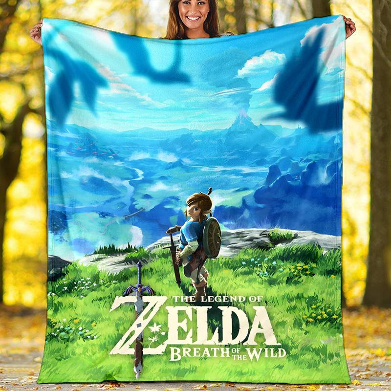 1pc Game Zelda Theme Blanket - Digital Print, Polyester, Cozy for All Seasons, Perfect for Outdoor, and Travel