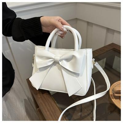 Bow-knot Handheld Small Bag for Women 2024 Spring New Style Bucket Bag Niche Design Girlish Heart Shoulder Bag