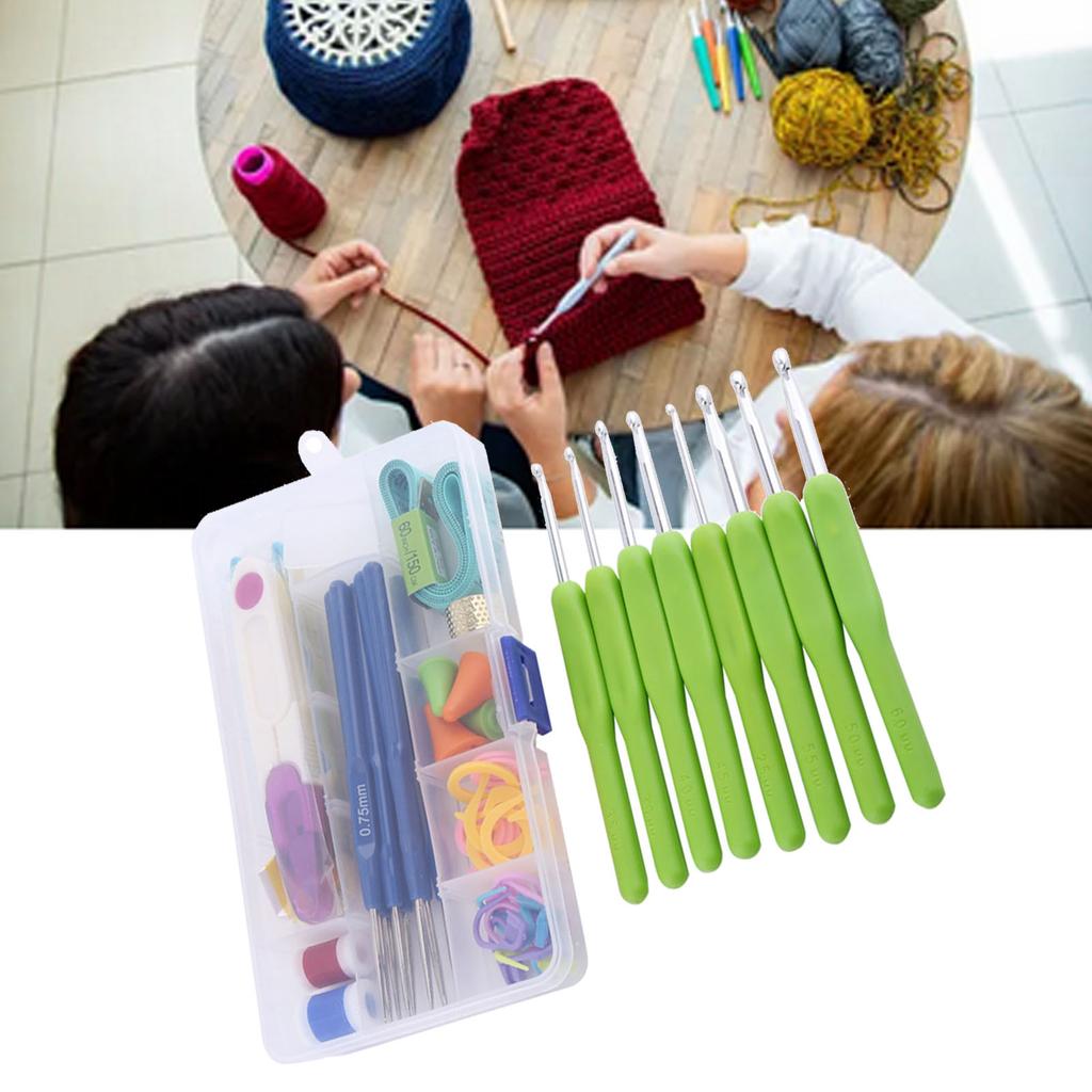 16 Diff Ent Sizes Sewing Tool Crochet Hook Needles Stitches Craft Set Tool(Purple)