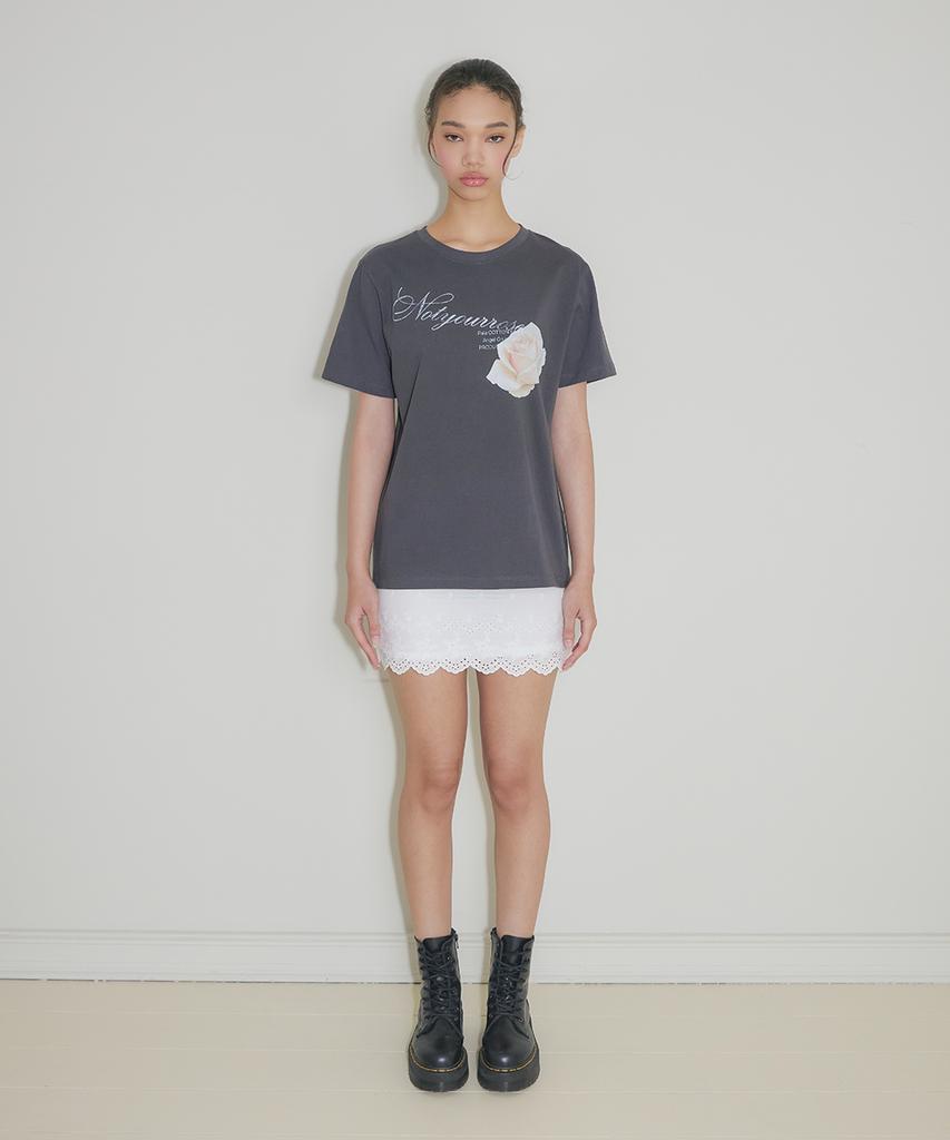 NOT YOUR ROSE Vintage Rose Logo T-Shirt (Charcoal)